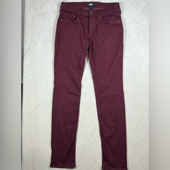 PAIGE Size 30W 32L Men’s Deep Red Denim Pants Jeans - Picture 1 of 11